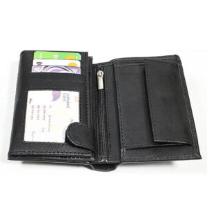 Men's Ultimate RFID Blocking Leather Trifold Wallet Clara Mens Leather Wallet Black Trifold Wallet ID Bi fold Card Holder for Men Minimalist Wallet for Credit Cards Cash