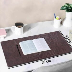 Desk Mat 35x59cm Waterproof Office Desk Pad for Keyboard Mouse Non Slip Mat PC Desktop Protector Black Faux Leather Desk Blotter for 1