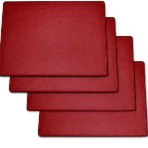 Exclusive Pu Leather Table Placemats Set Faux Leather Placemats for Dinner Table Pack of 4 Red