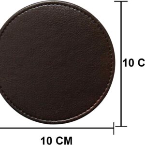 Faux Leather Round Tea Coasters Pack of 6 1