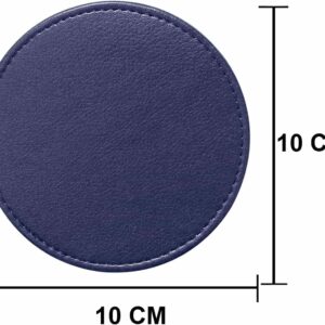Faux leather round Tea Coasters cover 6 for Dinner table and bars Black
