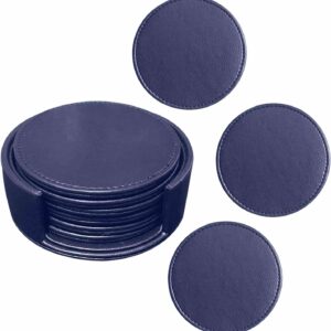Faux Leather Round Tea Coasters Pack of 6