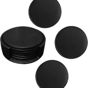 Faux leather round with cover pack of 6 for Dinner table and bars Black