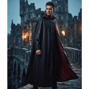 Gothic Hooded Leather Medieval Cloak