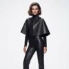 Ladies Leather Cape Poncho Jacket