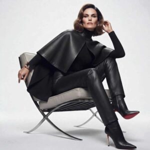 Alternative view of Ladies Leather Cape Poncho Jacket Crop Statement UK