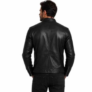 Mens Biker Jacket Cafe Racer Black Soft Leather Winter Jacket Classic Motorcycle 1