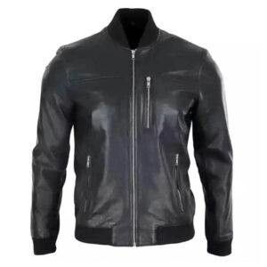 Mens Black Biker Fashion Lambskin Jacket