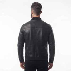 Mens Black Bomber Biker Fashion Lambskin Jacket