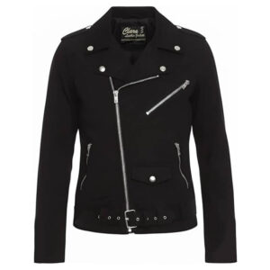 Men’s Black Cotton Vintage Biker Jacket Fit Motorcycle Brando Style Cross Zip Closure Cafe Racer Coat