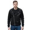 Men's Black Cross Zip Biker Cotton Jacket