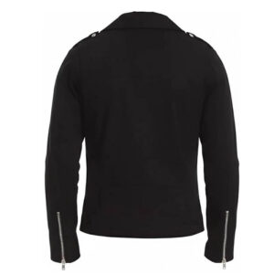 Men’s Black Cotton Vintage Jacket Fit Motorcycle Brando Style Cross Zip Closure Cafe Racer Coat