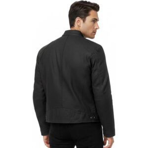 Men’s Black Cotton Winter Jacket Classic Style Slim Fit Coat Casual Motorcycle Vintage Cafe Racer Zip up Jacket