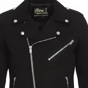 Men’s Black Jacket Fit Motorcycle Brando Style Cross Zip Closure Cafe Racer Coat