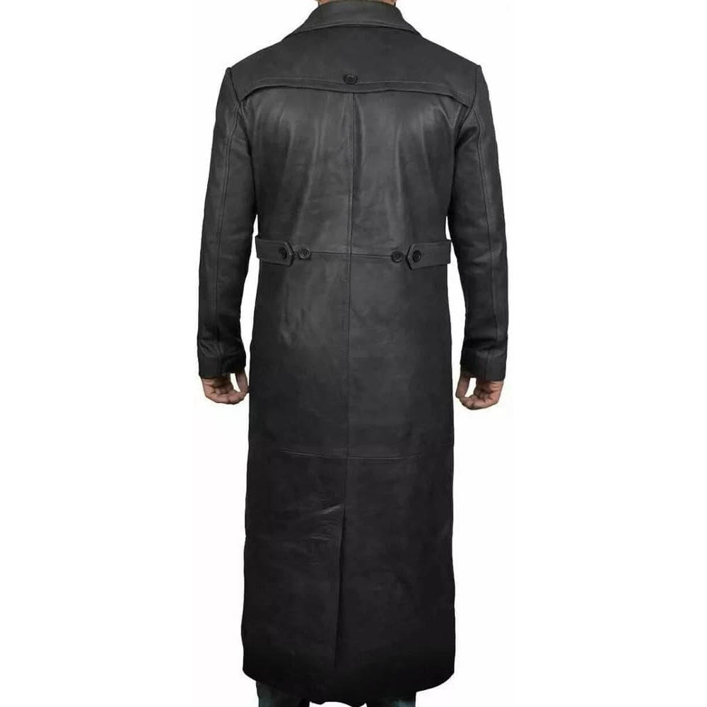 Mens Leather Full Length Trench Coat Mens Leather Full Length Trench Coat - Image 3