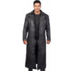 Mens Leather Full Length Trench Coat