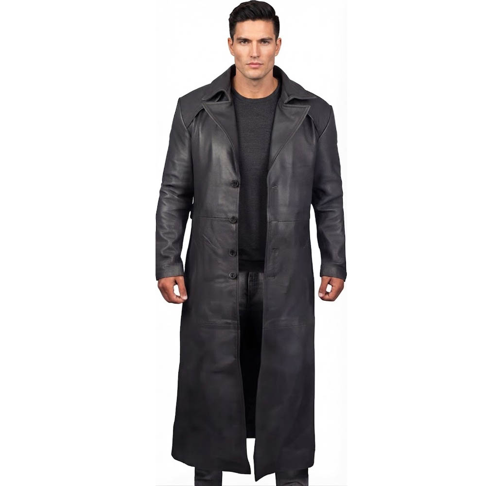 Mens Leather Full Length Trench Coat Mens Leather Full Length Trench Coat