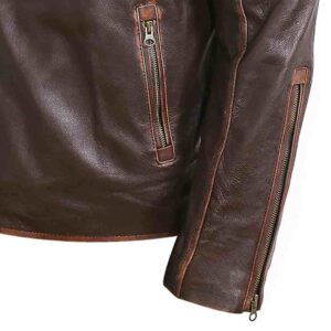 Mens Cafe Racer Brown Motorcycle British UK Flag Style Winter Coat