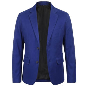 Men's Casual Blazer Long Sleeve Jacket Black Cotton Blazer Two Button Biker Coat