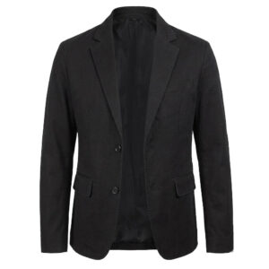 Men's Casual Blazer Long Sleeve Jacket Black Cotton Blazer Two Button Biker Coat
