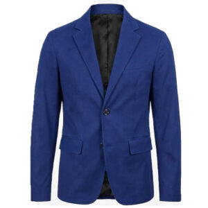 Men's Casual Blazer Sleeve Jacket Black Cotton Blazer Two Button Biker Coat