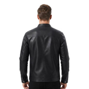 Mens Casual Leather Motorcycle Biker Jacket Biker Style Fit UK 1