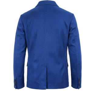Men's Casual Long Sleeve Jacket Black Cotton Blazer Two Button Biker Coat