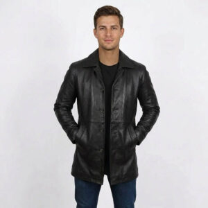 Alternative view of Men's Classic Real Leather Trench Coat