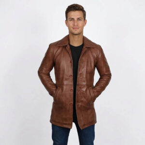 Men's Classic Real Leather Trench Coat
