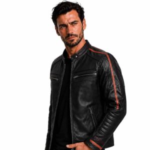 Alternative view of Retro Cafe Racer Leather Jacket