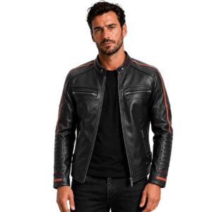 Retro Cafe Racer Leather Jacket