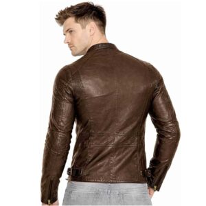 Mens Genuine Cafe Racer Real Motorcycle Slim Fit Leather Coat 1