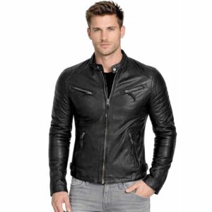Alternative view of Leather Jacket for Men Cafe Racer Style