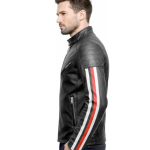 Mens Genuine Leather Biker Jacket Black Motorcycle Racing Style Leather Coat for Black Leather Motorbike Jacket UK Mens Slim Fit Leather Jacket