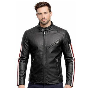Mens Genuine Leather Biker Jacket Black Motorcycle Racing Style Leather Coat for Men Motorbike Jacket UK Mens Slim Fit Leather Jacket