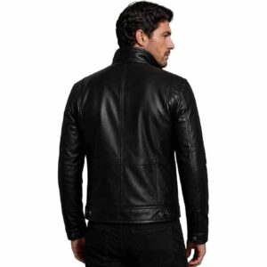 Mens Genuine Leather Jacket – Vintage Cafe Racer back Fit Style Black Soft Sheepskin Leather Jacket – Mens Real Leather Motorcycle Jacket 1 1