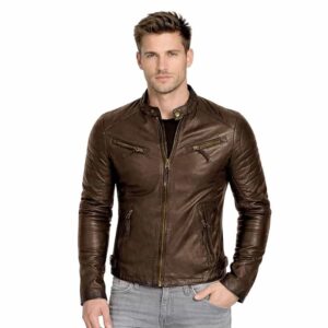 Leather Jacket for Men Cafe Racer Style
