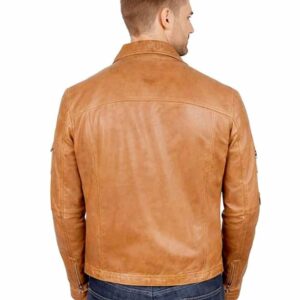 Mens Genuine Sheepskin Leather Jacket Vintage Racer Style Fit Retro Motorcycle Jacket Real Leather Casual Coat 1