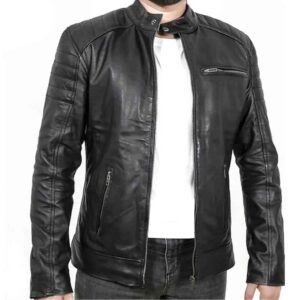 Cafe racer Biker Leather Jacket Mens Genuine Soft Real Black Leather Vintage Classic Retro Biker Style Cafe Racer Jacket