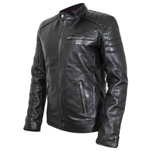 Cafe racer Biker Leather Jacket Mens Genuine Soft Real Leather Vintage Classic Retro Biker Style Cafe Racer Jacket
