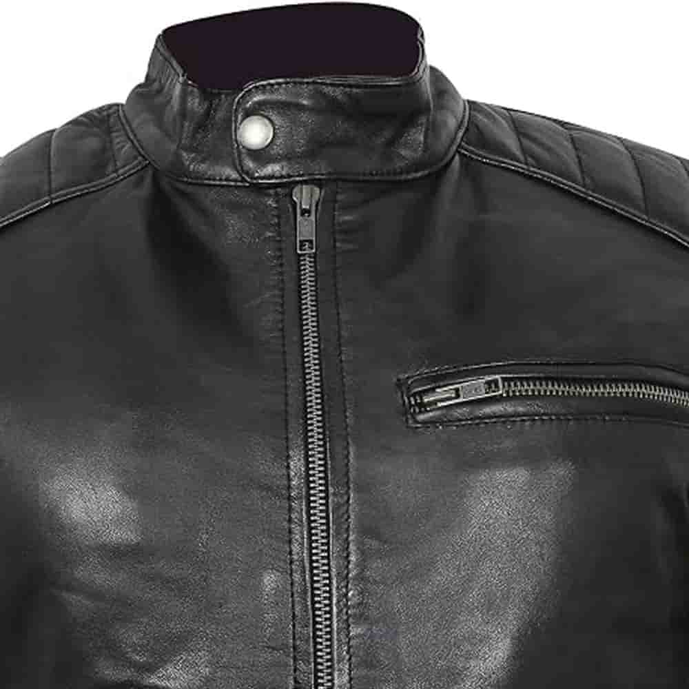Cafe racer Biker Leather Jacket Cafe racer Biker Leather Jacket - Image 4