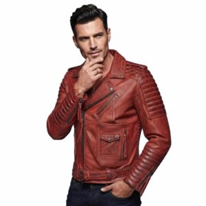 Alternative view of Men's Distressed Red Quilted Jacket