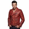 Men's Distressed Red Quilted Jacket