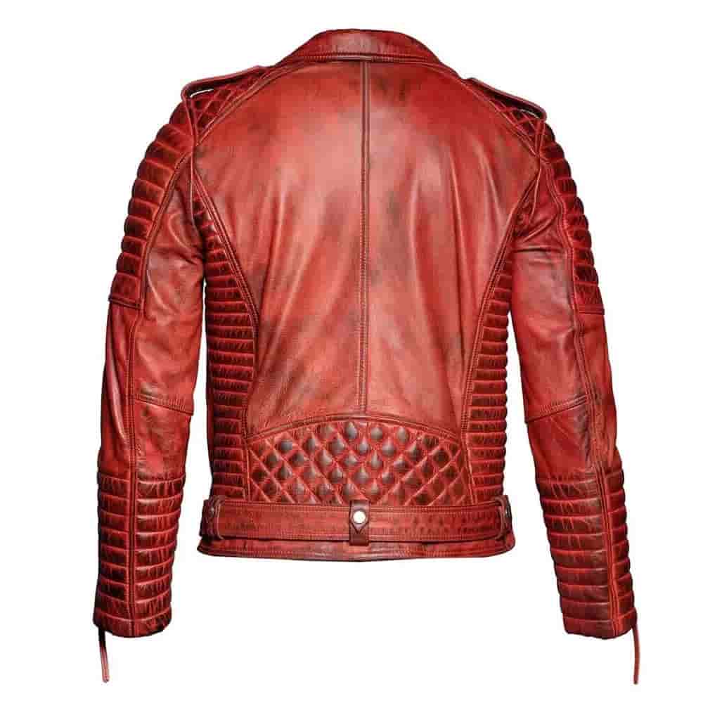 Men's Distressed Red Quilted Jacket Men's Distressed Red Quilted Jacket - Image 4