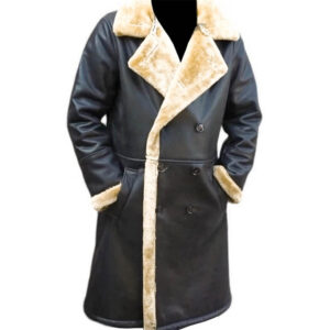 Alternative view of Men’s Black Leather Faux Fur Winter Coat