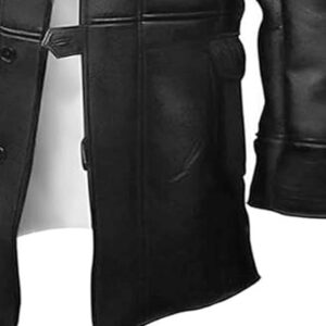 Mens Long Fur Shearling Stylish Leather Trench Coat Jacket