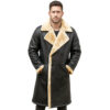 Men’s Black Leather Faux Fur Winter Coat