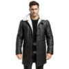 Mens Winter Long Faux Fur Shearling Coat