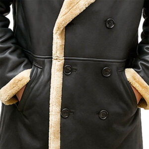 Mens Long Winter Warm Fur Stylish Leather Trench Coat Jacket