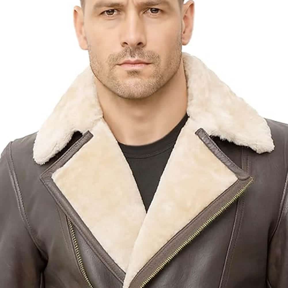 Men's Real Leather B3 Brown Bomber Jacket Men's Real Leather B3 Brown Bomber Jacket - Image 3